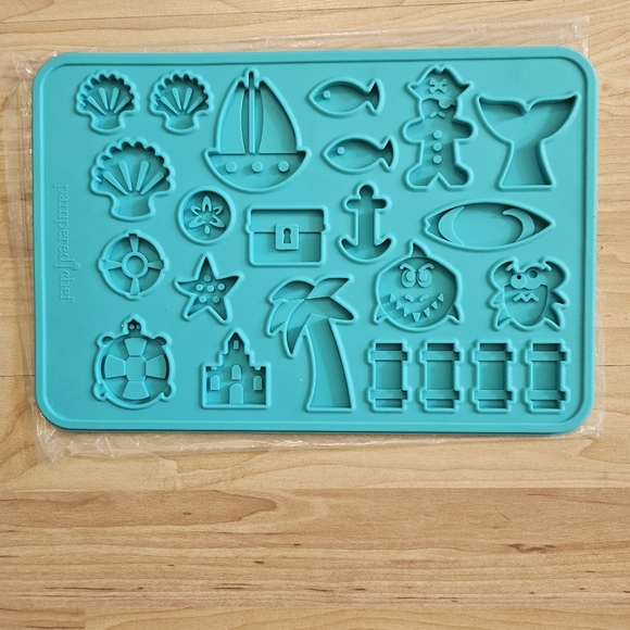 PAMPERED CHEF silicone SUMMER COOKIE MOLD teal 100183 NEW - Picture 7 of 8